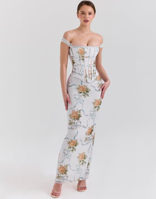 Liora Fleur Corset Maxi Dress